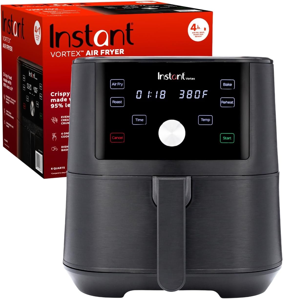 Limited-Time Sale for Summer Surprises AED 99.00د.إ :Instant Pot Vortex 6QT XL Air Fryer, 4-in-1 Functions that Crisps, Roasts, Reheats, Bakes for Quick Easy Meals, 100+ In-App...