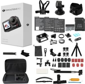While Stocks Last：DJI Osmo Action 5 Pro Standard Combo,with 58 Piece Accessory Kit and 2 Extra Batteries + 64GB Card - Waterproof Action Camera with 1/1.3" Sensor, 4K/120fps...